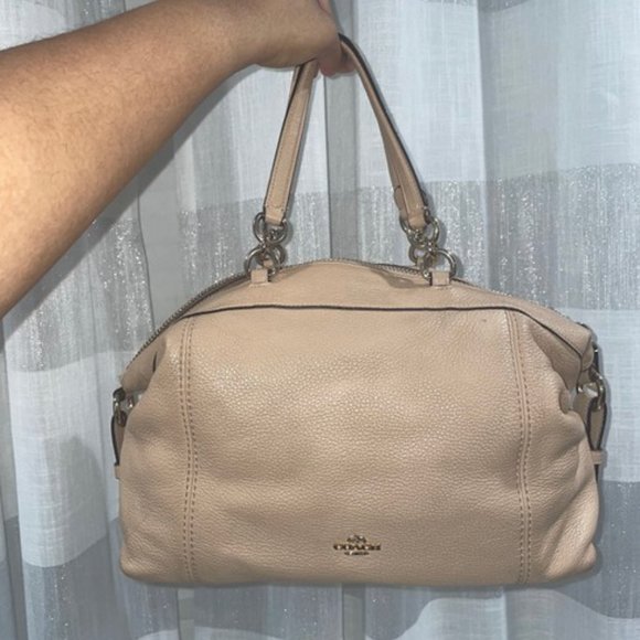 COACH Lenox Handbag In Taupe Pebbled Leather Satchel - Picture 2 of 7